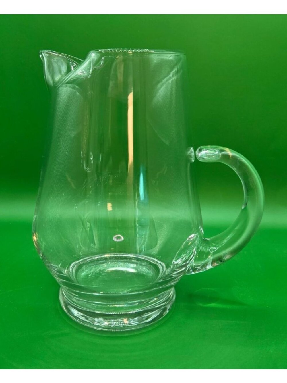 Vintage Clear Glass Pitcher Folded Ice Lip Spout Sangria Lemonade Punch Carafe